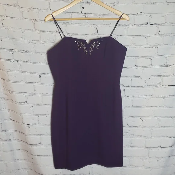 max and cleo dress purple Max and Cleo Purple Pinstripe Short Sleeve V-Neck Dress Womens Size 2 XS